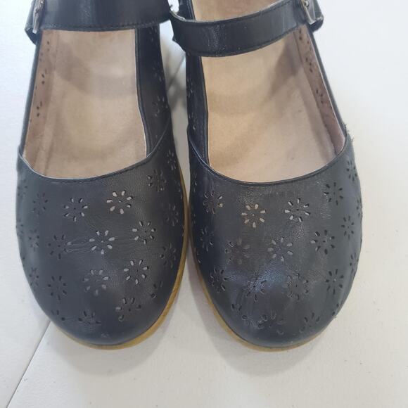 Alegria Mary Jane Wedge Shoes Womens Size EU 39 Black Leather Cutout Whimsy - Picture 3 of 12